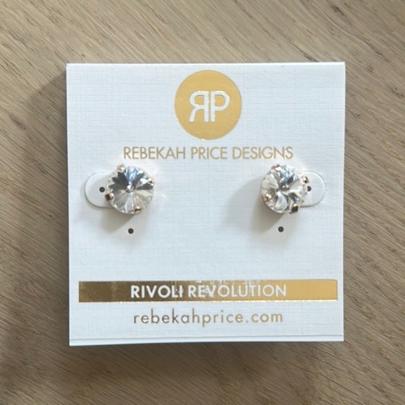 REBEKAH PRICE Crystal and Gold Earrings - 0.5 inches, Swarovski crystals - Picture 7 of 8